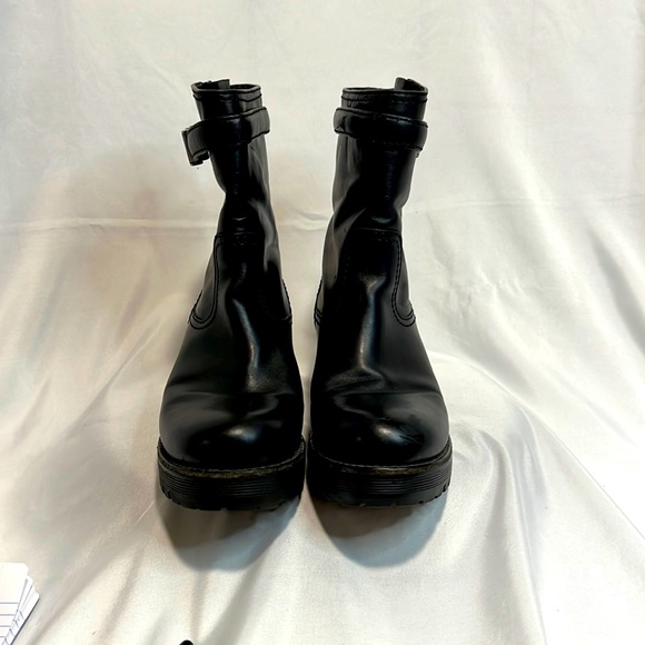 Prada Black Leather Buckle Short Moto Biker Boots - Picture 1 of 6
